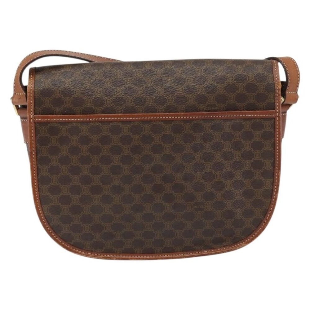 Authentic CELINE Macadam Canvas Shoulder Bag PVC Leather Brown Gold - Picture 9 of 16